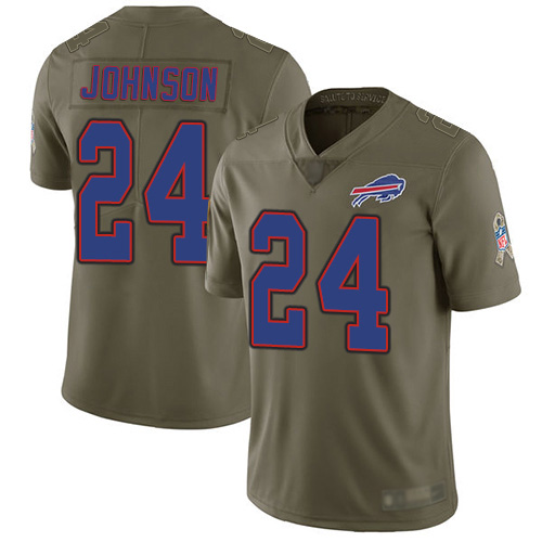 Men Buffalo Bills #24 Taron Johnson Limited Olive 2017 Salute to Service NFL Jersey